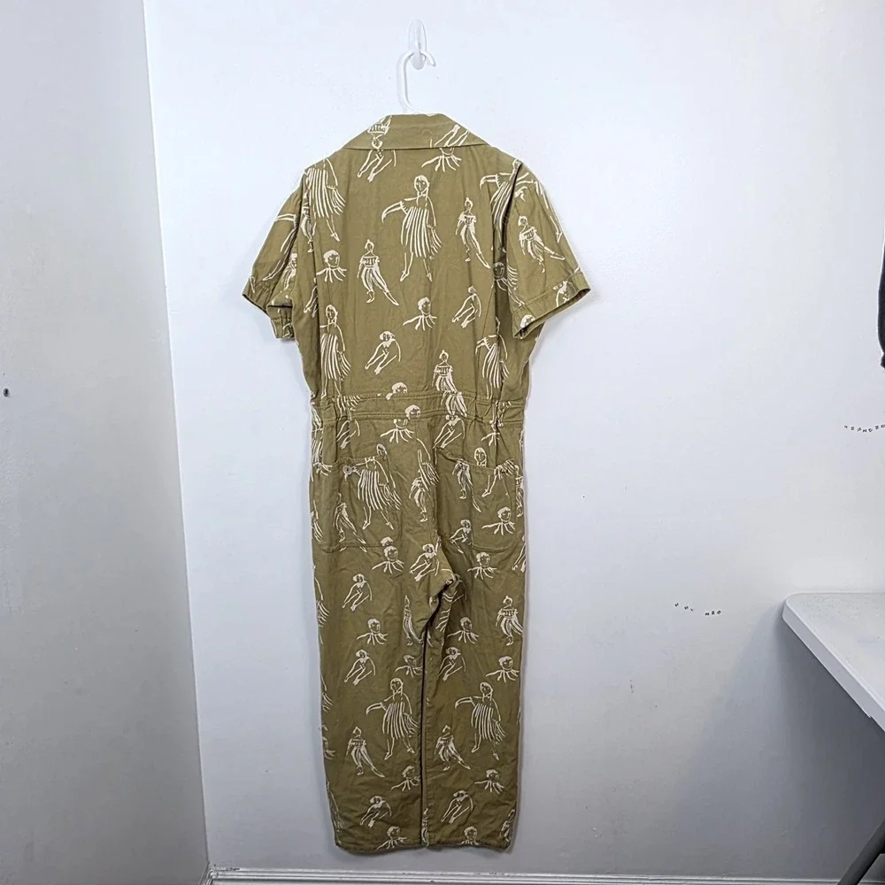 My Little Belleville Green Cream Printed Cotton Willow Boiler-Suit Jumpsuit Sz L - Picture 11 of 14